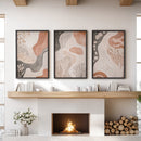 Neutral Terracotta 3 Piece Wall Art. Boho Abstract Prints by Wall Art Set