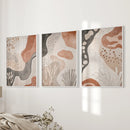 Neutral Terracotta 3 Piece Wall Art. Boho Abstract Prints by Wall Art Set