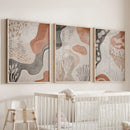 Neutral Terracotta 3 Piece Wall Art. Boho Abstract Prints by Wall Art Set