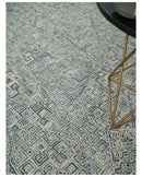 Mid Century Modern Hand Tufted 2x3, 3x5, 5x8, 6x9, 8x10 and 9x12 Woolen Beige and Blue Area Rug | MIR1