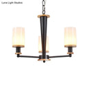 GobekUsa Mid-Century Opal Frosted Glass Chandelier - 3-Light Pendant Ceiling Light in Black