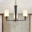 GobekUsa Mid-Century Opal Frosted Glass Chandelier - 3-Light Pendant Ceiling Light in Black
