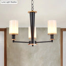 GobekUsa Mid-Century Opal Frosted Glass Chandelier - 3-Light Pendant Ceiling Light in Black