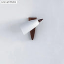 GobekUsa Modern Cone Metal Wall Light with Wood Backplate - White 1-Bulb Sconce Fixture
