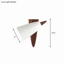 GobekUsa Modern Cone Metal Wall Light with Wood Backplate - White 1-Bulb Sconce Fixture