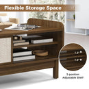 Mid-Century Center Table with Storage and Weaving Sliding Door & Adjustable Shelf-Walnut by LJGDeals