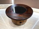 Whiskey & Wine Barrel Coffee Table — Mid-Barrel Glass Top, Hidden Storage