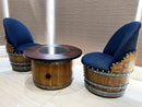 Whiskey & Wine Barrel Coffee Table — Mid-Barrel Glass Top, Hidden Storage