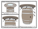 Whiskey & Wine Barrel Coffee Table — Mid-Barrel Glass Top, Hidden Storage
