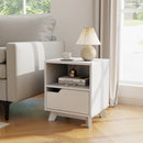 Mid Century Modern Bedside Table with Storage Drawer and Open Shelf-White by LJGDeals