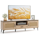 Mid Century Modern Entertainment Center with 2 Cabinets and Storage Drawer-Oak by LJGDeals