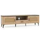 Mid Century Modern Entertainment Center with 2 Cabinets and Storage Drawer-Oak by LJGDeals