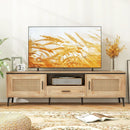Mid Century Modern Entertainment Center with 2 Cabinets and Storage Drawer-Oak by LJGDeals