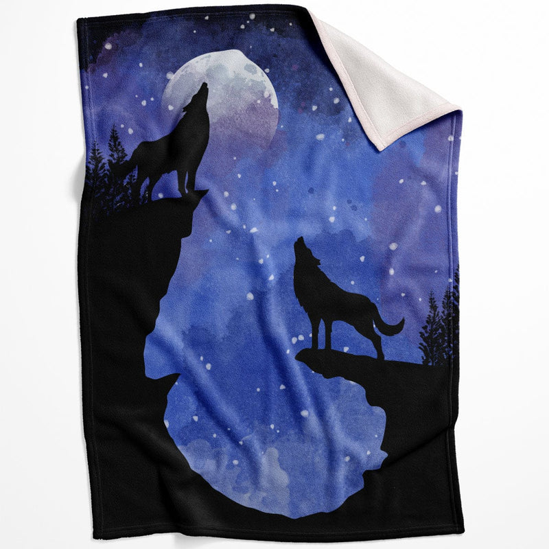 Midnight Moon Wolves Blanket