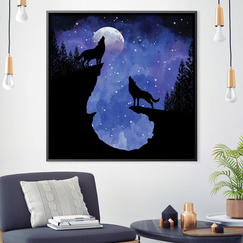 Midnight Moon Wolves Canvas