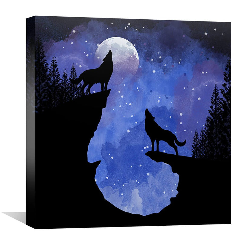 Midnight Moon Wolves Canvas