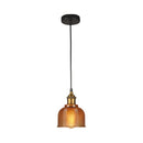 GobekUsa Mila - Retro Retro Style Carillon Pendant Light 1-Light Red/Orange/Blue Gridded Glass Suspension Lighting for Dining Room