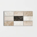 Milano Dark Polished Subway On Mesh Marble Mosaics 8 1/2x16 3/4