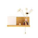 GobekUsa Nordic Milk Glass Cube Wall Sconce with Wood Shelf, Pull Chain - 1-Bulb Wall Light