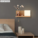 GobekUsa Nordic Milk Glass Cube Wall Sconce with Wood Shelf, Pull Chain - 1-Bulb Wall Light