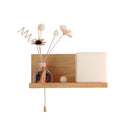 GobekUsa Nordic Milk Glass Cube Wall Sconce with Wood Shelf, Pull Chain - 1-Bulb Wall Light