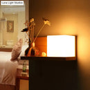 GobekUsa Nordic Milk Glass Cube Wall Sconce with Wood Shelf, Pull Chain - 1-Bulb Wall Light
