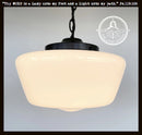 Large Antique Milk Glass Schoolhouse Pendant Light | 12"