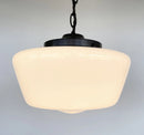 Large Antique Milk Glass Schoolhouse Pendant Light | 12"