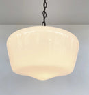Large Antique Milk Glass Schoolhouse Pendant Light | 12"