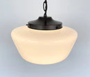 Large Antique Milk Glass Schoolhouse Pendant Light | 12"