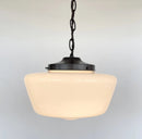 Large Antique Milk Glass Schoolhouse Pendant Light | 12"