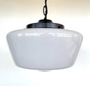 Large Antique Milk Glass Schoolhouse Pendant Light | 12"