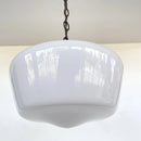 Large Antique Milk Glass Schoolhouse Pendant Light | 12"