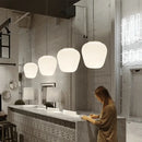 GobekUsa Glass Whorls Cocoon Pendant Light: Milky White Kitchen Dining Hanging Lamp