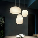 GobekUsa Glass Whorls Cocoon Pendant Light: Milky White Kitchen Dining Hanging Lamp