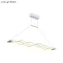 GobekUsa Minimal 2/4-Light Acrylic LED Island Light Fixture - White Waves Design in Warm/White Light