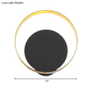GobekUsa Minimal Acrylic LED Bedroom Sconce: Circular Wall Mount Light in Black with Pull Chain