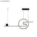 GobekUsa Minimal Acrylic Linear LED Island Light with Sun and Cloud Design - Warm/White Light - Black/White/Gold