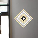 GobekUsa Minimal Acrylic Rhombus LED Wall Sconce Light with Bloom Pattern (White/Black) for Study Rooms