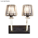 GobekUsa Minimal Black Crystal Wall Lamp with Cone Shade and Wall Mount for Bedroom