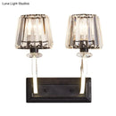 GobekUsa Minimal Black Crystal Wall Lamp with Cone Shade and Wall Mount for Bedroom