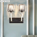 GobekUsa Minimal Black Crystal Wall Lamp with Cone Shade and Wall Mount for Bedroom