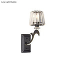 GobekUsa Minimal Black Crystal Wall Lamp with Cone Shade and Wall Mount for Bedroom