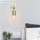 GobekUsa Minimal Brass Tube Wall Sconce Light with Clear Glass Mount - Single Light Lamp Kit