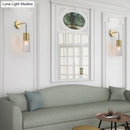 GobekUsa Minimal Brass Tube Wall Sconce Light with Clear Glass Mount - Single Light Lamp Kit