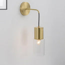 GobekUsa Minimal Brass Tube Wall Sconce Light with Clear Glass Mount - Single Light Lamp Kit