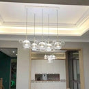 GobekUsa Minimal Brass Bubble Pendant Light with 5 Clear Glass Heads