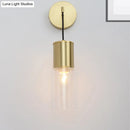 GobekUsa Minimal Brass Tube Wall Sconce Light with Clear Glass Mount - Single Light Lamp Kit