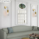 GobekUsa Minimal Brass Tube Wall Sconce Light with Clear Glass Mount - Single Light Lamp Kit