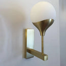 GobekUsa Minimal Brass Wall Sconce with Cream Glass Shade - Bedroom Wall Light